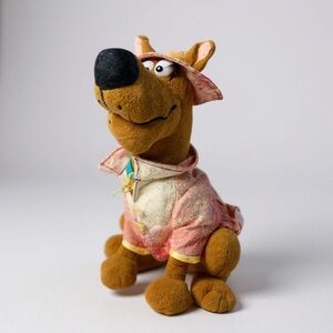 Vintage 1998 Scooby-Doo Plush Cartoon Network Red Raincoat Brown Dog 13" Rare